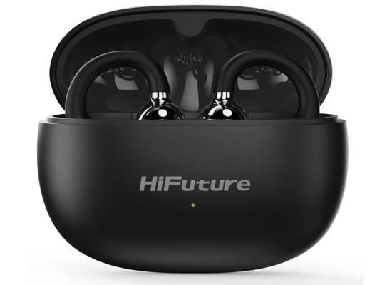 HiFuture FLEXCLIP AI Enhanced Environmental Noise Cancellation ENC Open Ear Wireless Earphone 30 hrs Play time light weigt design - Black